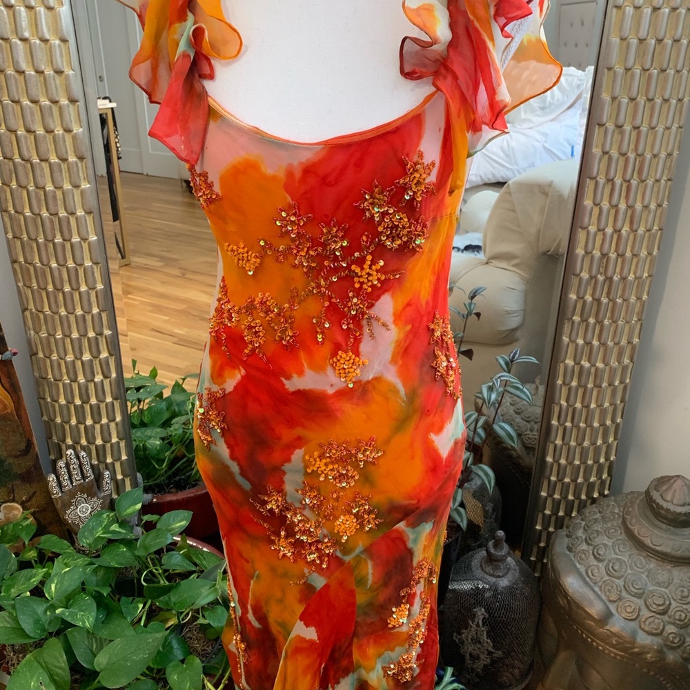 STUNNING 100% SILK HAND BEADED DRESS